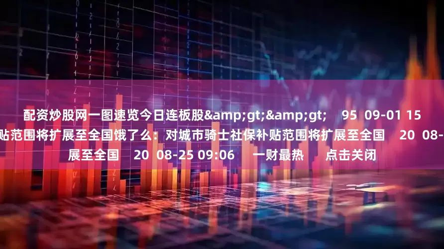 配资炒股网一图速览今日连板股&gt;&gt;    95  09-01 15:30     饿了么：对城市骑士社保补贴范围将扩展至全国饿了么：对城市骑士社保补贴范围将扩展至全国    20  08-25 09:06     一财最热      点击关闭